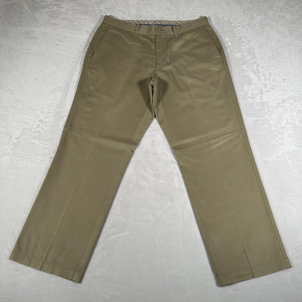 Tommy Bahama Chino Pants Men Size 34 Beige Flat Front Embroidered Logo W34 L30